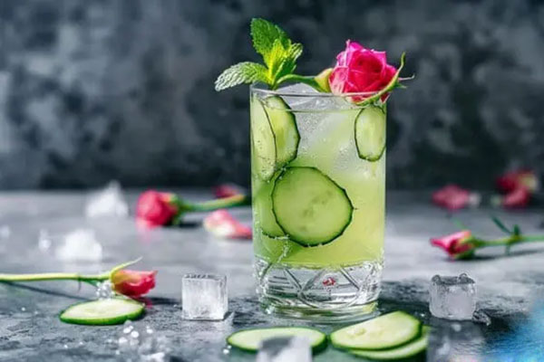 مواد لازم برای تهیه شربت خیار و گلاب برای ۲ نفر